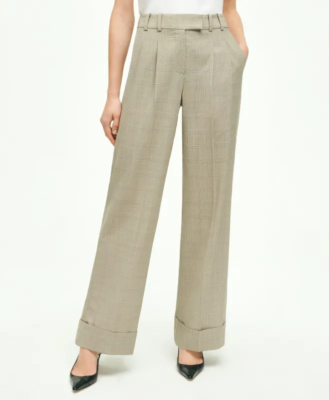 Brooks Brothers Cool Wool Wide-Leg Pleated Pants sold by Brooks Brothers