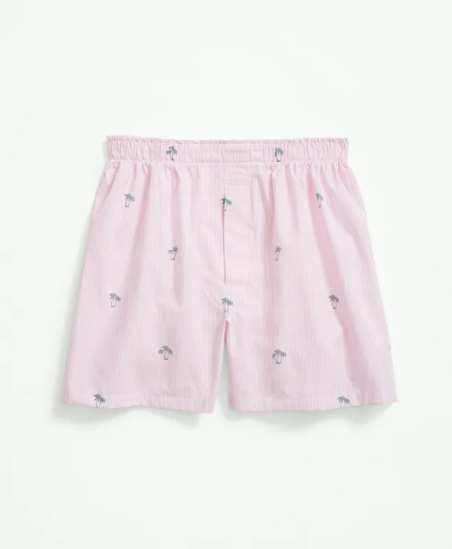 Cotton Poplin Palm Tree Stripe Boxers sold by Brooks Brothers
