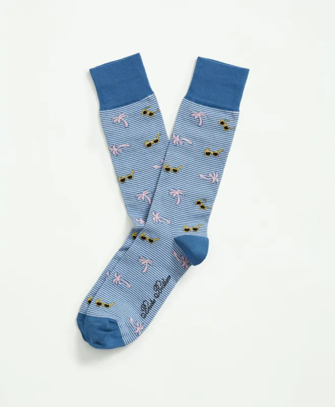 Palm Tree Stripe Crew Socks sold by Brooks Brothers