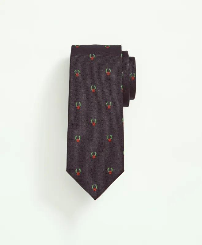 Holiday Wreath Jacquard Tie sold by Brooks Brothers