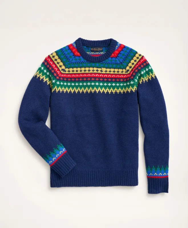 Fair Isle Lambswool Crewneck Sweater sold by Brooks Brothers