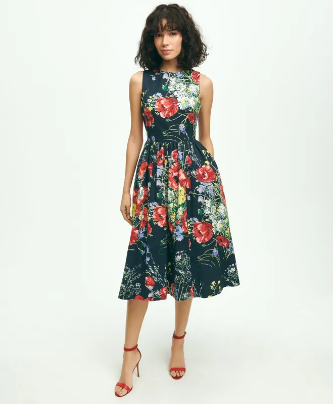 Stretch Cotton Dobby Flare Dress sold by Brooks Brothers