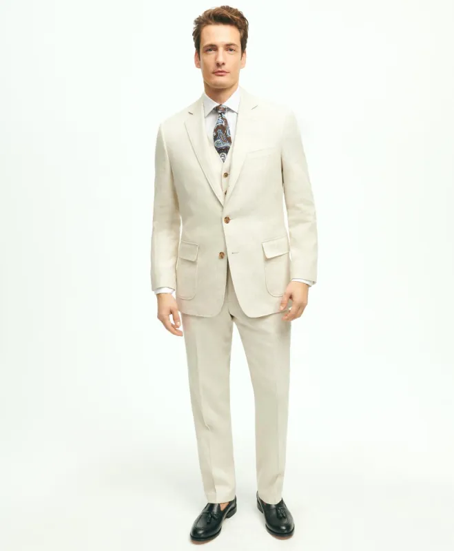 Regent Fit Linen Cotton Herringbone Suit Jacket sold by Brooks Brothers
