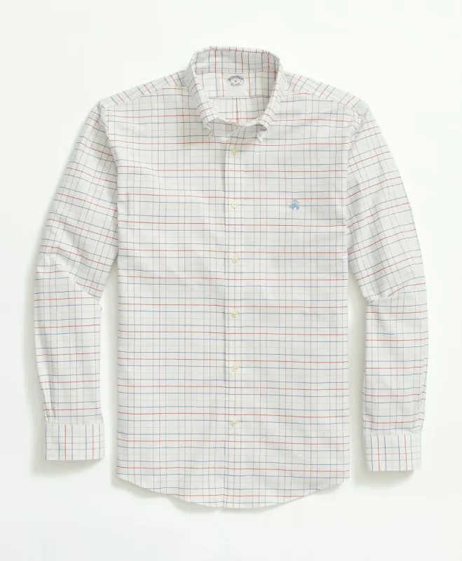 Milano Slim-Fit Stretch Non-Iron Oxford Button-Down Collar, Tattersall Sport Shirt sold by Brooks Brothers