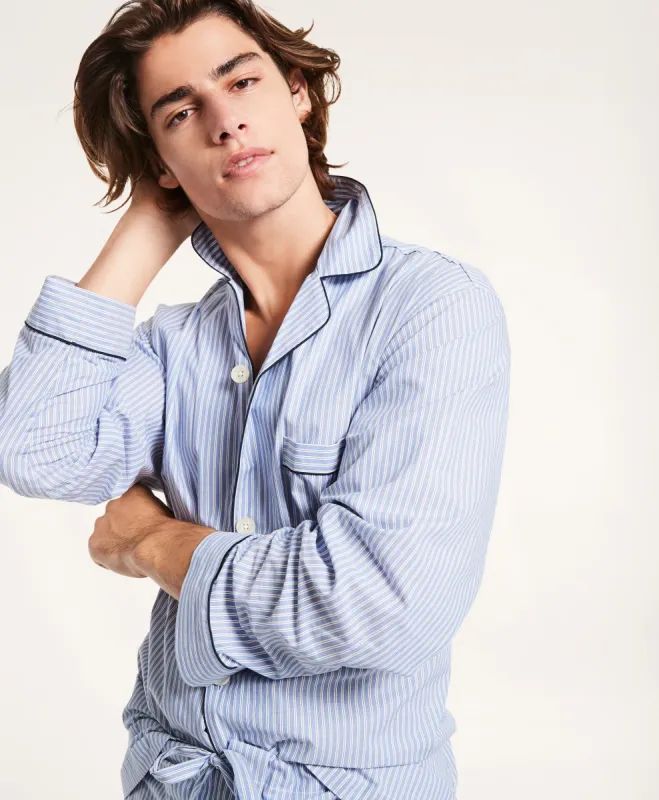 Striped Cotton Broadcloth Pajamas made by Brooks Brothers
