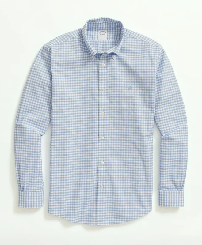 Milano Slim-Fit Stretch Non-Iron Oxford Button-Down Collar, Gingham Sport Shirt sold by Brooks Brothers