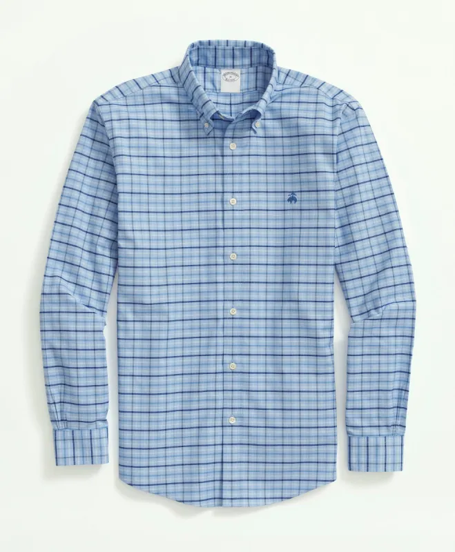 Milano Slim-Fit Stretch Non-Iron Oxford Button-Down Collar, Check Sport Shirt sold by Brooks Brothers