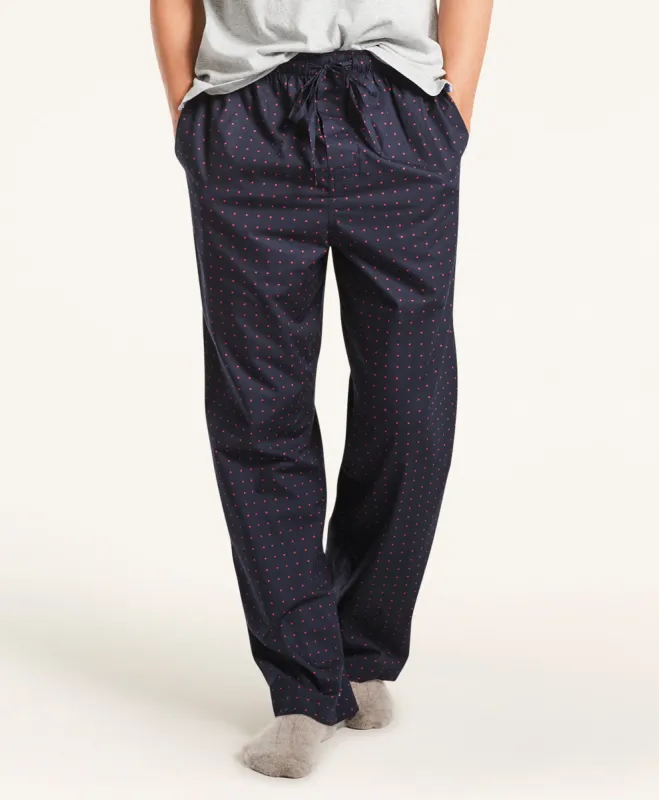 Polka Dot Cotton Broadcloth Lounge Pants made by Brooks Brothers