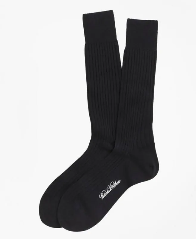 Merino Wool Ribbed Crew Socks sold by Brooks Brothers