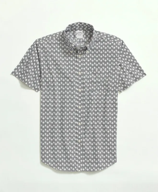 Regular-Fit Cotton Poplin Button-Down Collar, Rope Print Short Sleeve Sport Shirt sold by Brooks Brothers