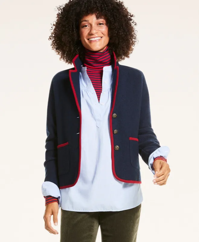 Merino Wool Contrast-Trim Sweater Jacket sold by Brooks Brothers