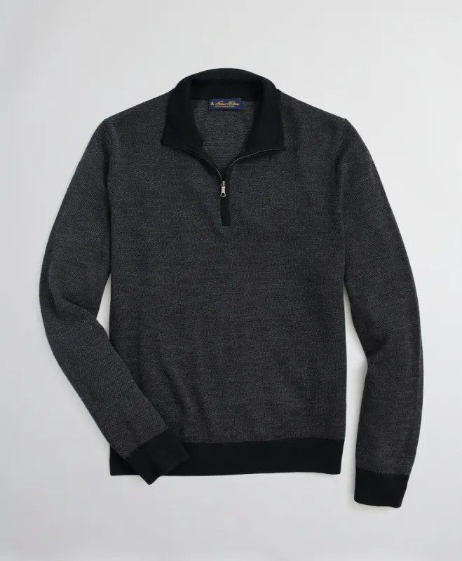 Washable Merino Wool Bird's-Eye Half-Zip sold by Brooks Brothers