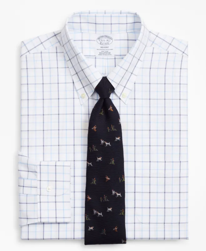 Regent Regular-Fit Dress Shirt, Non-Iron Windowpane Button-Down Collar sold by Brooks Brothers