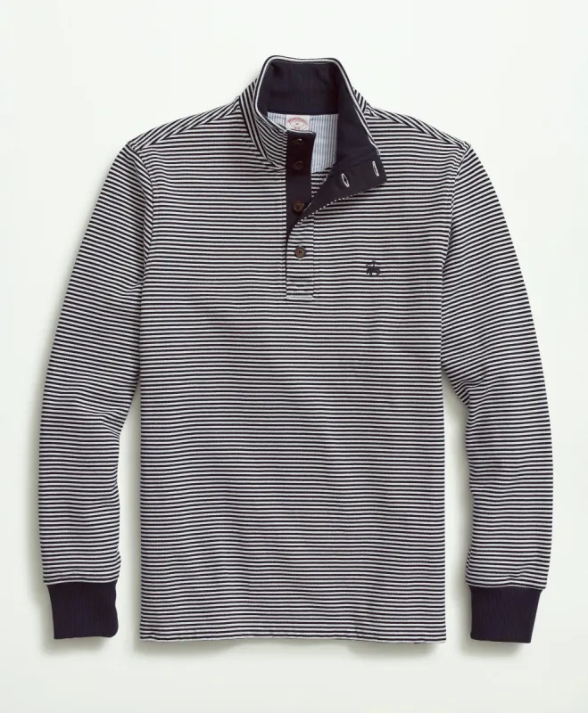 French Terry Cotton Fine Stripe  Mock Neck sold by Brooks Brothers