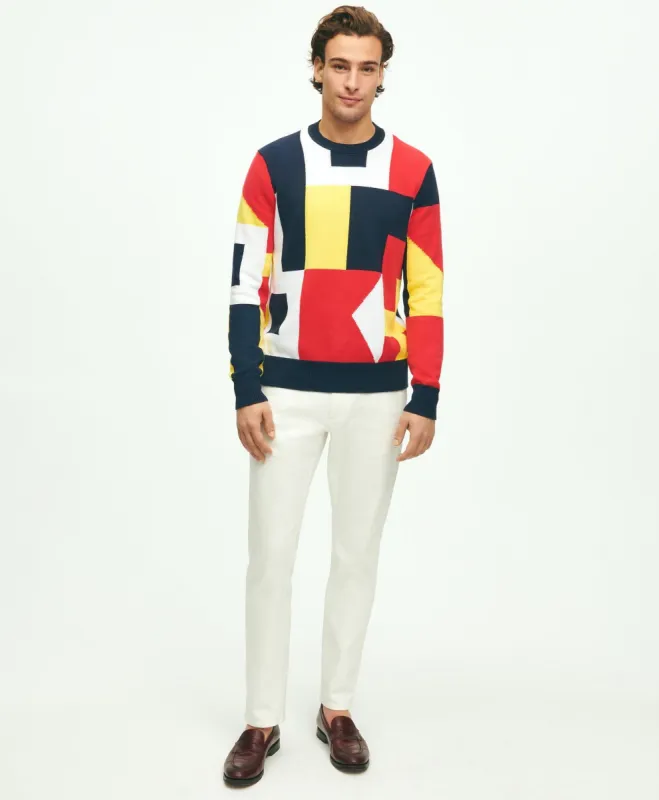 Supima Cotton Nautical Flag Crewneck Sweater sold by Brooks Brothers