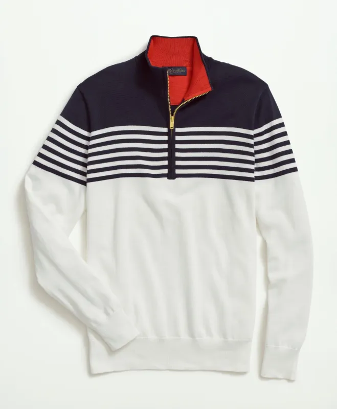 Supima Cotton Half-Zip Mariner Stripe Sweater sold by Brooks Brothers