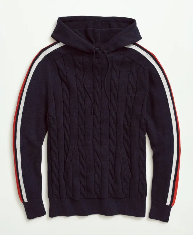 Cotton Cable Nautical Stripe Hoodie sold by Brooks Brothers