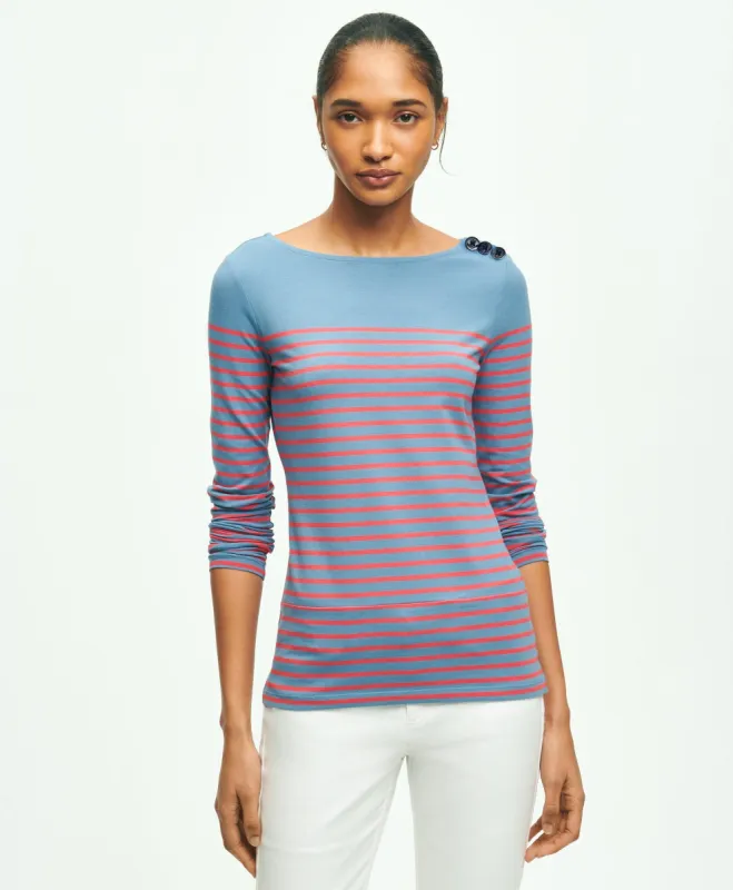 Cotton Modal Mariner Stripe Boatneck Top sold by Brooks Brothers