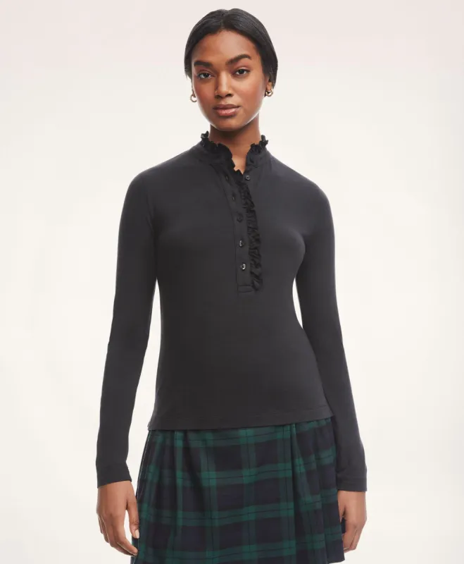 Ruffled Supima Cotton Henley sold by Brooks Brothers
