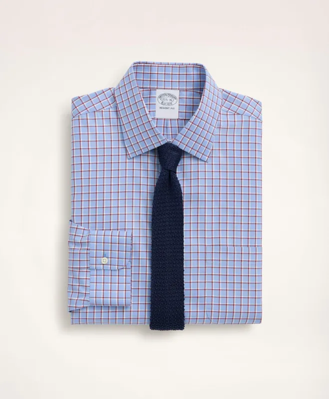 Stretch Regent Regular-Fit Dress Shirt, Non-Iron Pinpoint Ainsley Collar Windowpane sold by Brooks Brothers