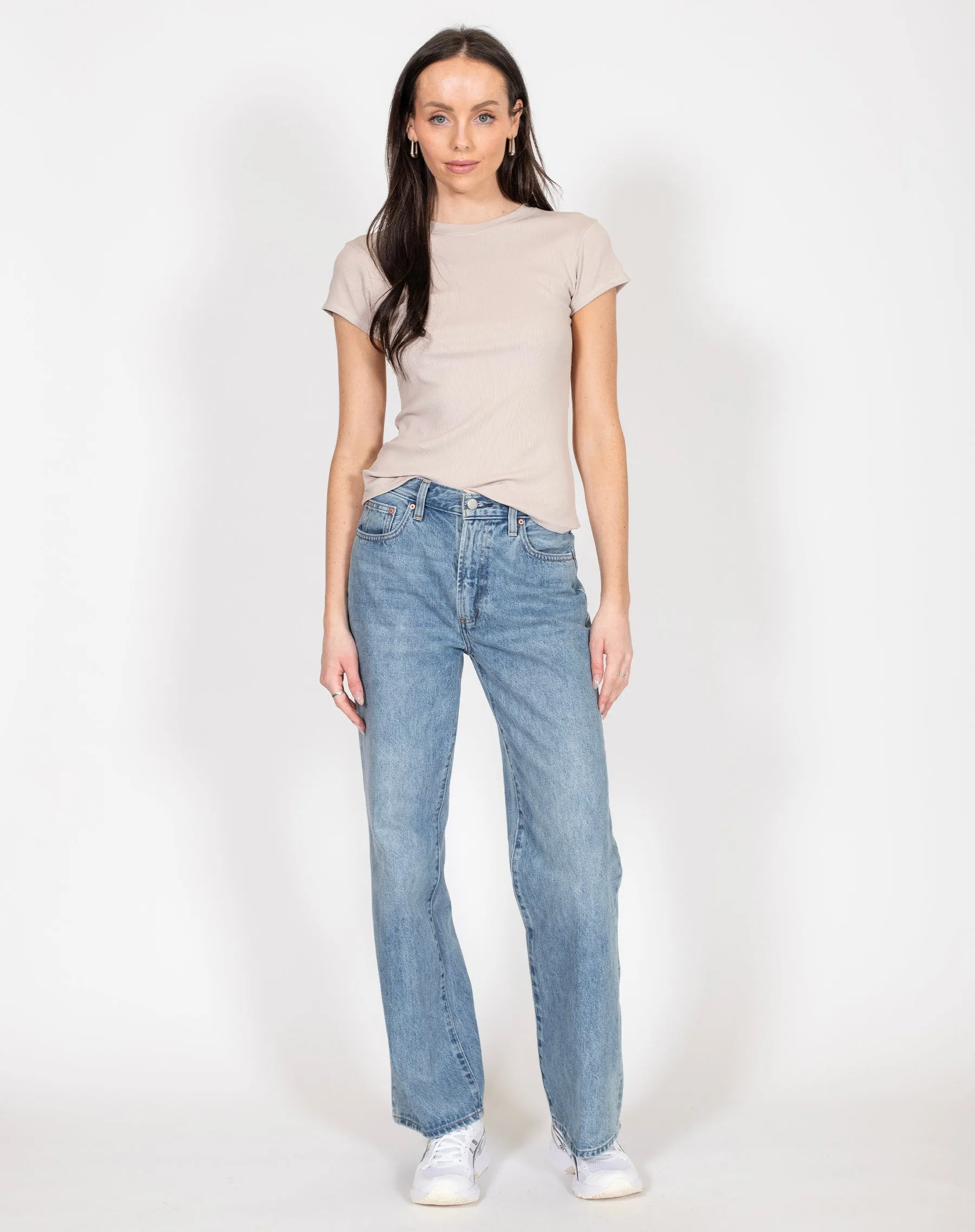 The Ribbed Fitted Tee | Oyster sold by Brunette The Label product image thumbnail 4