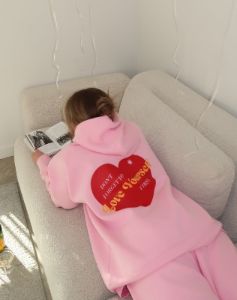 The "LOVE YOURSELF" Classic Hoodie | Baby Pink sold by Brunette The Label