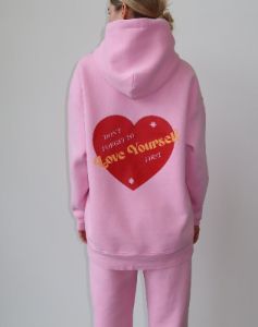 The "LOVE YOURSELF" Classic Hoodie | Baby Pink sold by Brunette The Label