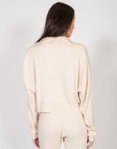Ribbed Knit Half-Zip Sweater in Cream | Holt Renfrew Pop Up sold by Brunette The Label