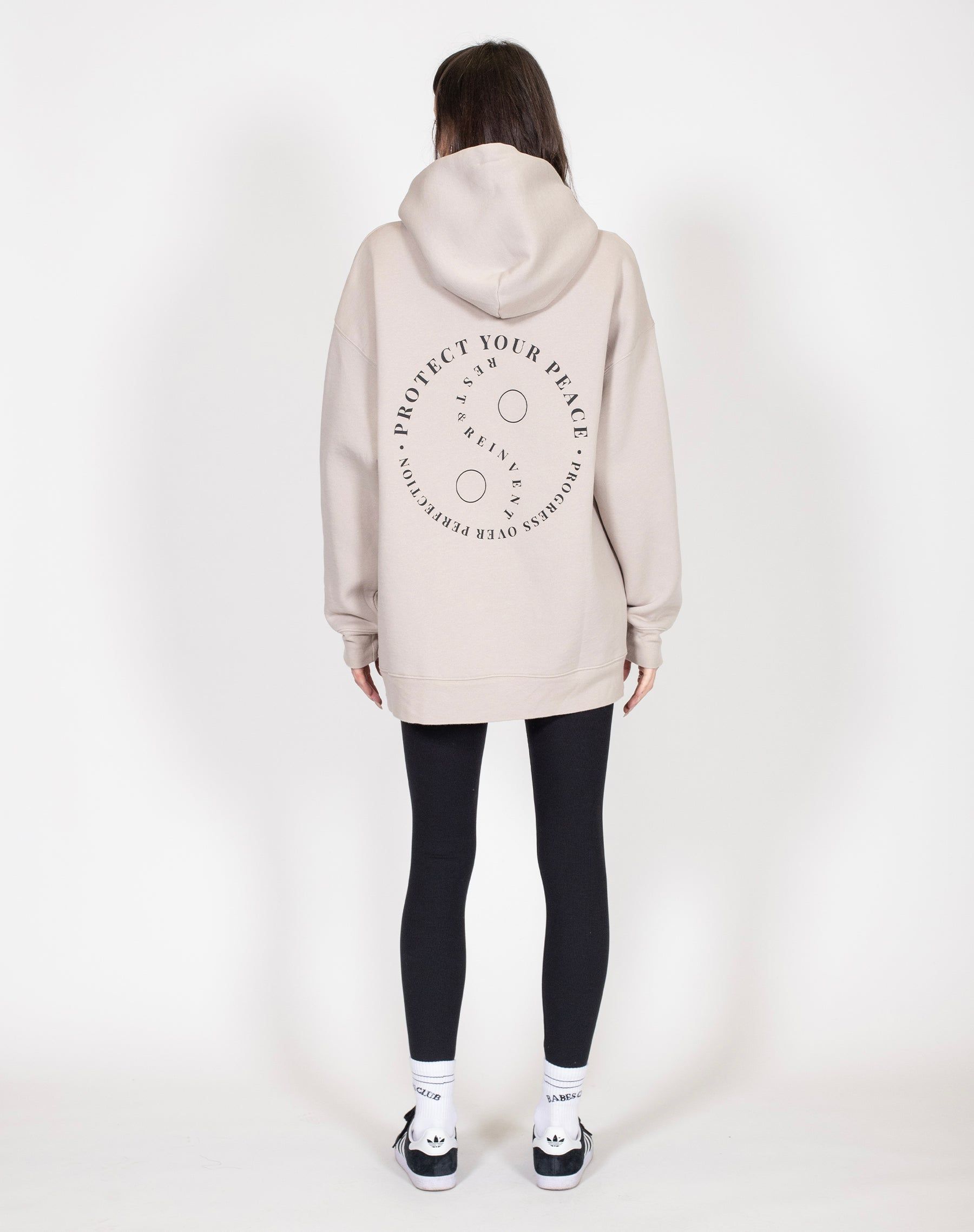 The "PROTECT YOUR PEACE" Big Sister Hoodie | Oyster sold by Brunette The Label product image thumbnail 5