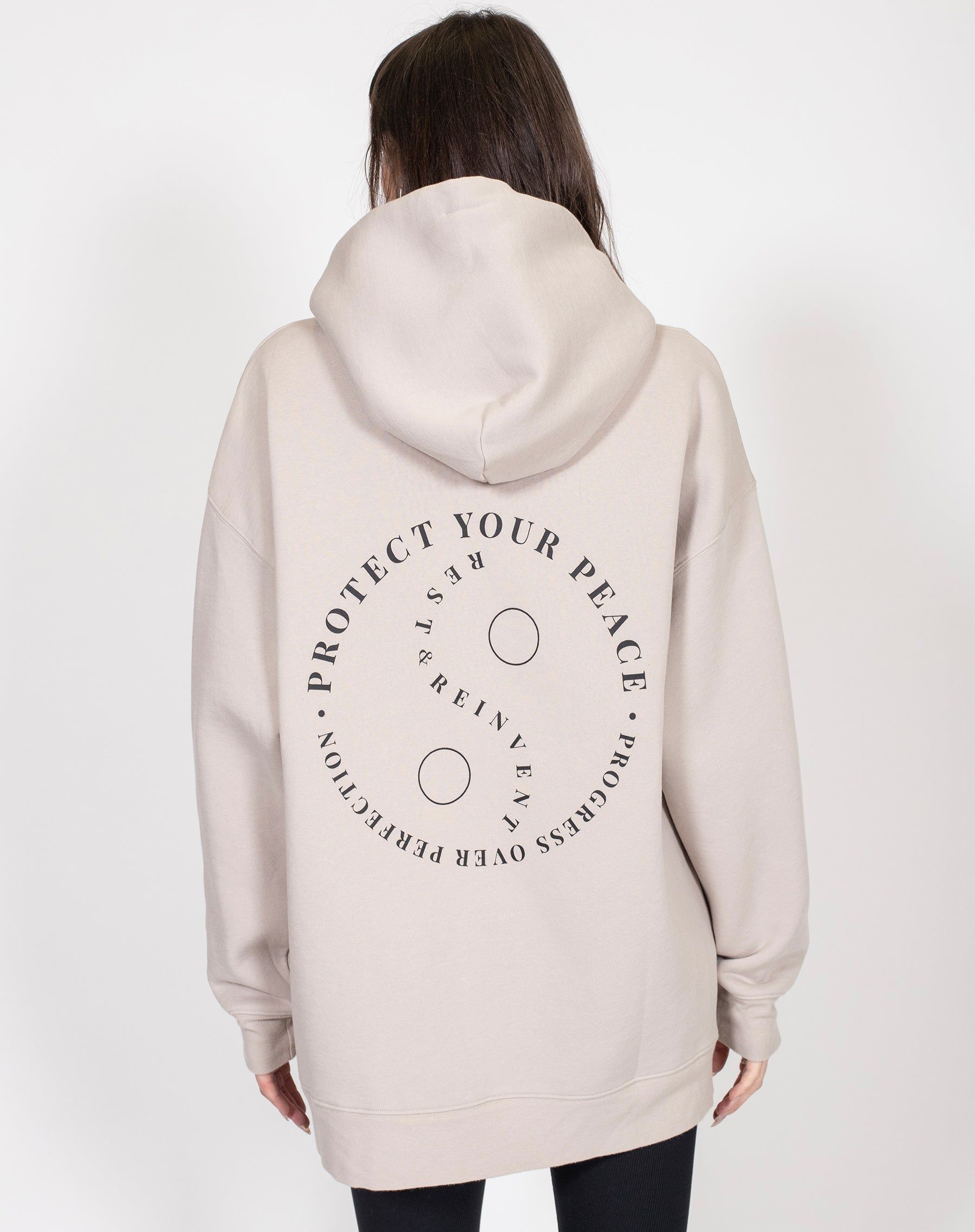 The "PROTECT YOUR PEACE" Big Sister Hoodie | Oyster sold by Brunette The Label