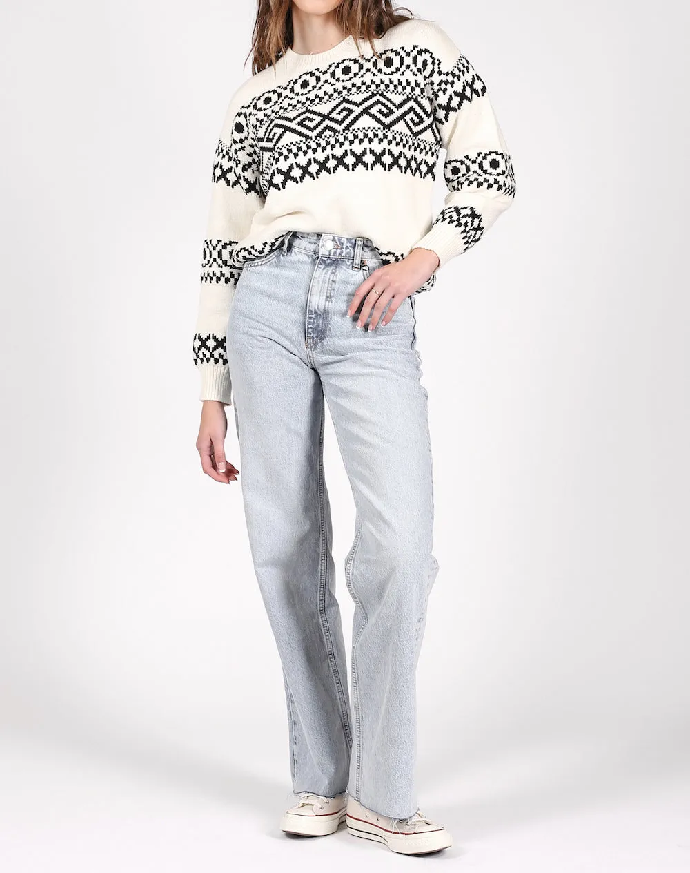 Fair Isle Knit Sweater | Cream sold by Brunette The Label product image thumbnail 5