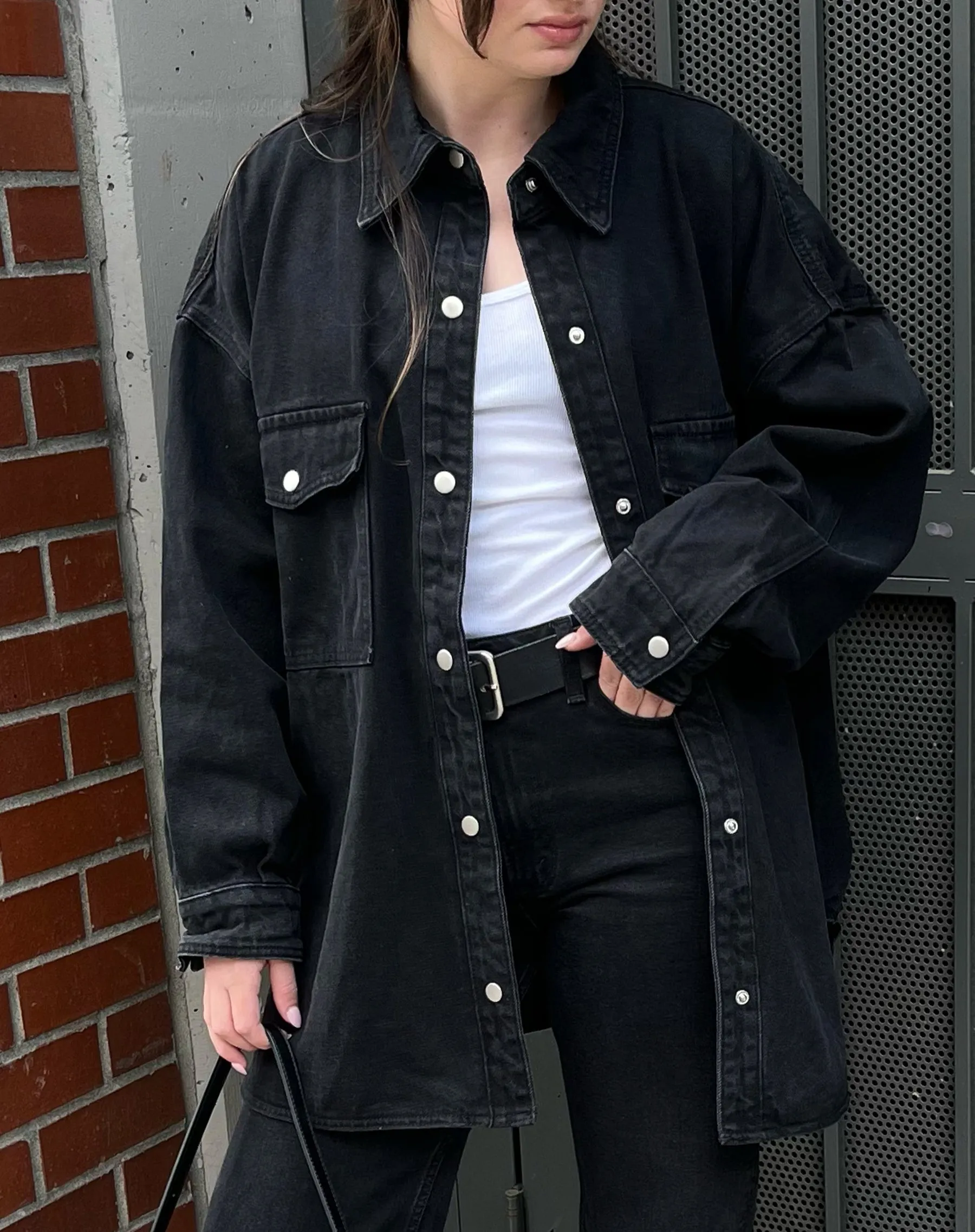 Shania Denim Jacket | Black Denim sold by Brunette The Label