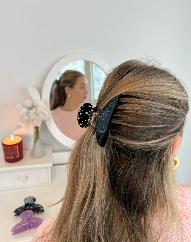 The Marble Claw Clip | Black sold by Brunette The Label