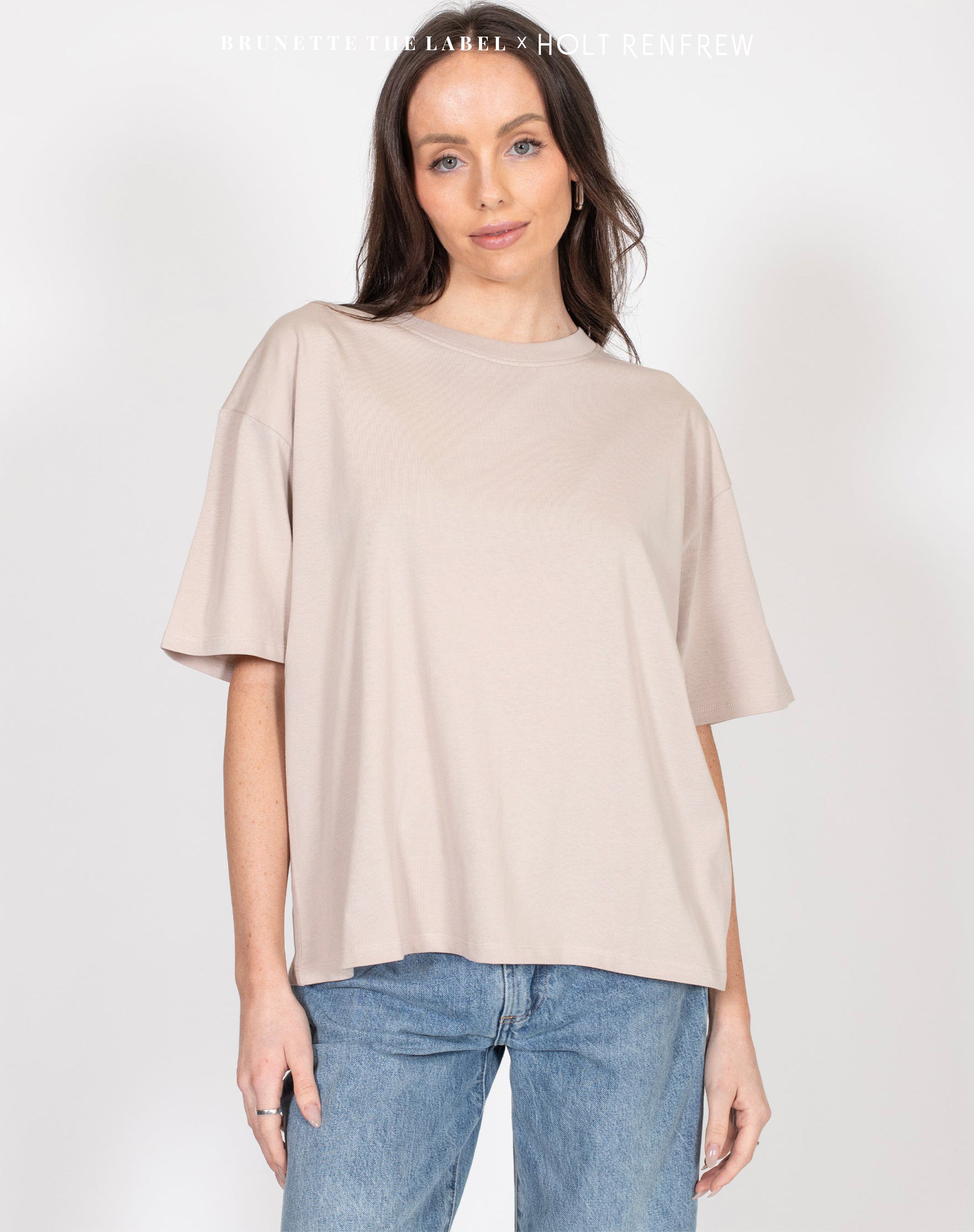 Boxy Crew Neck Tee in Oyster | Holt Renfrew Pop Up sold by Brunette The Label