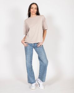 Boxy Crew Neck Tee in Oyster | Holt Renfrew Pop Up sold by Brunette The Label