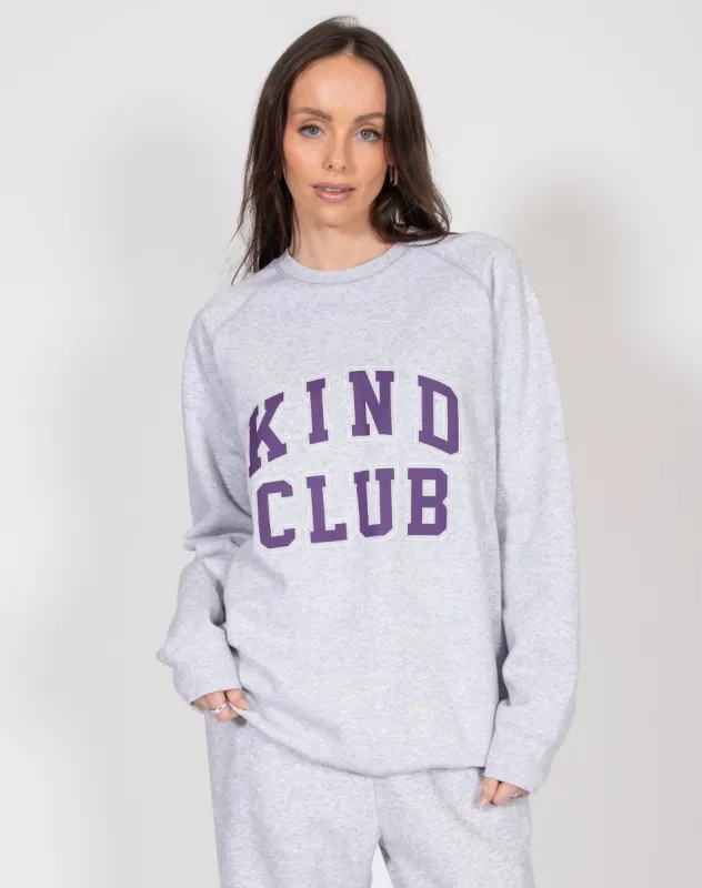 The "KIND CLUB" Big Sister Crew Neck Sweatshirt | Pebble Grey sold by Brunette The Label