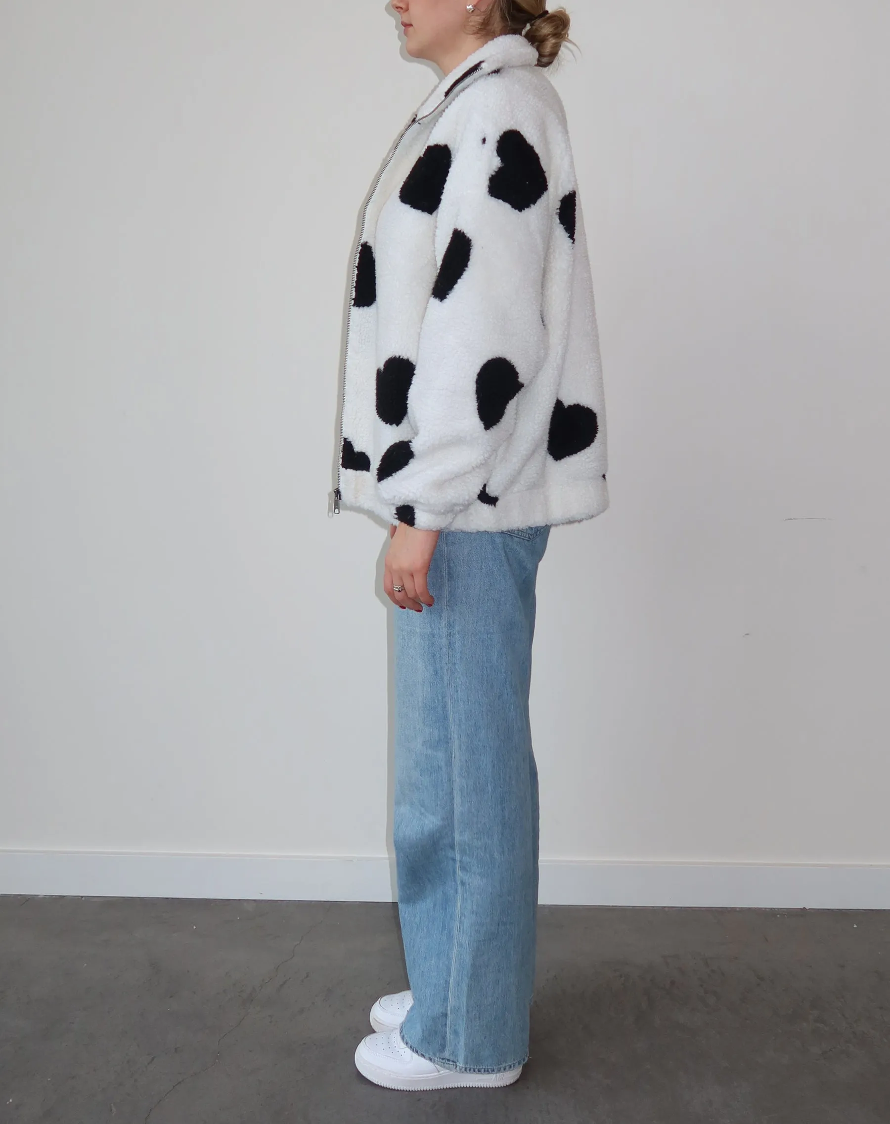 The "ALL OVER HEART" Sherpa Jacket | White & Black sold by Brunette The Label product image thumbnail 3