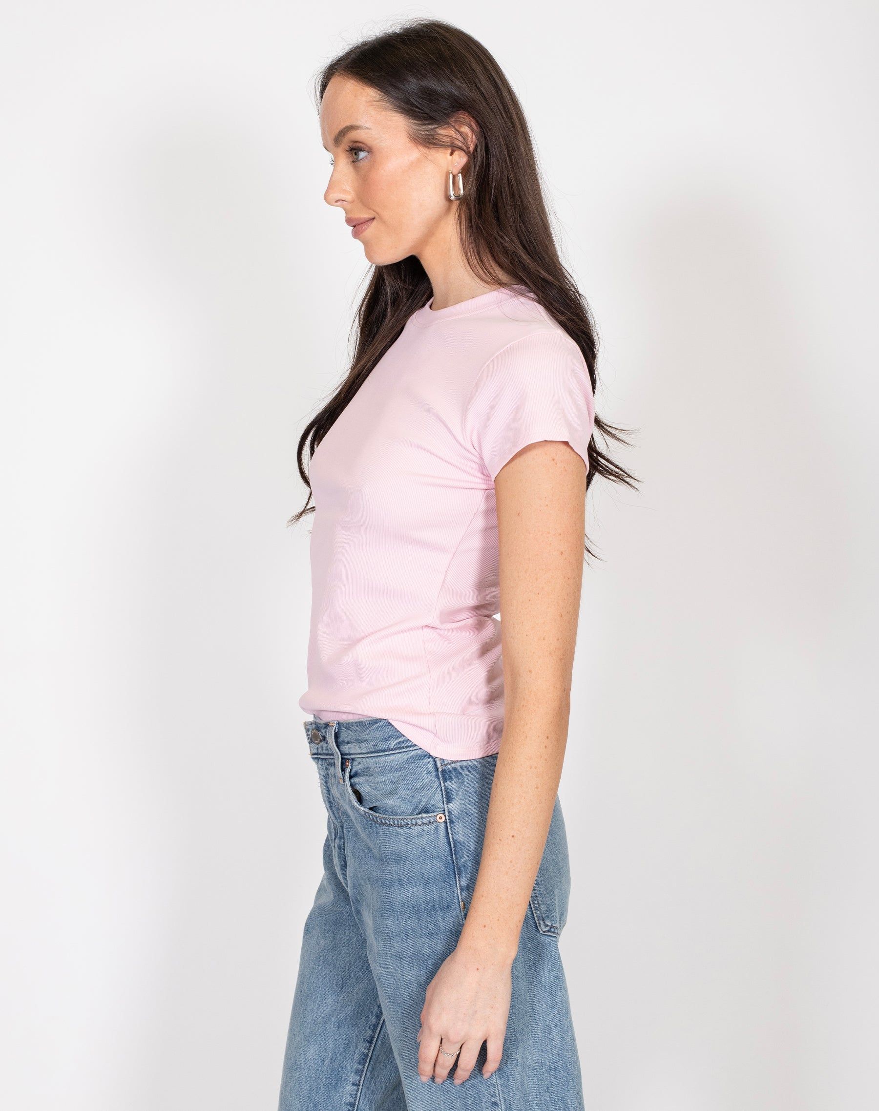 Ribbed Fitted Tee in Bubble Gum | Holt Renfrew Pop Up sold by Brunette The Label product image thumbnail 2