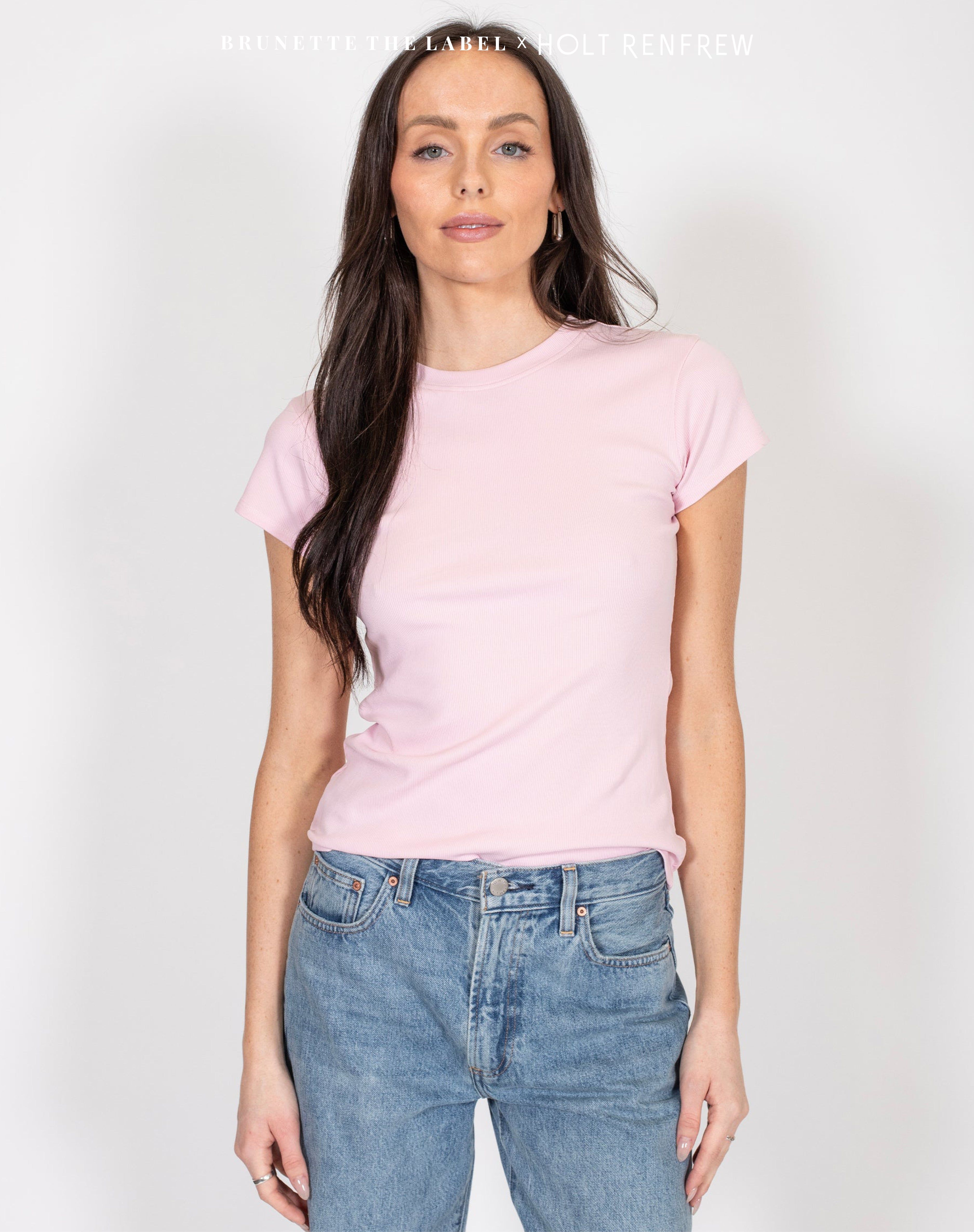Ribbed Fitted Tee in Bubble Gum | Holt Renfrew Pop Up sold by Brunette The Label