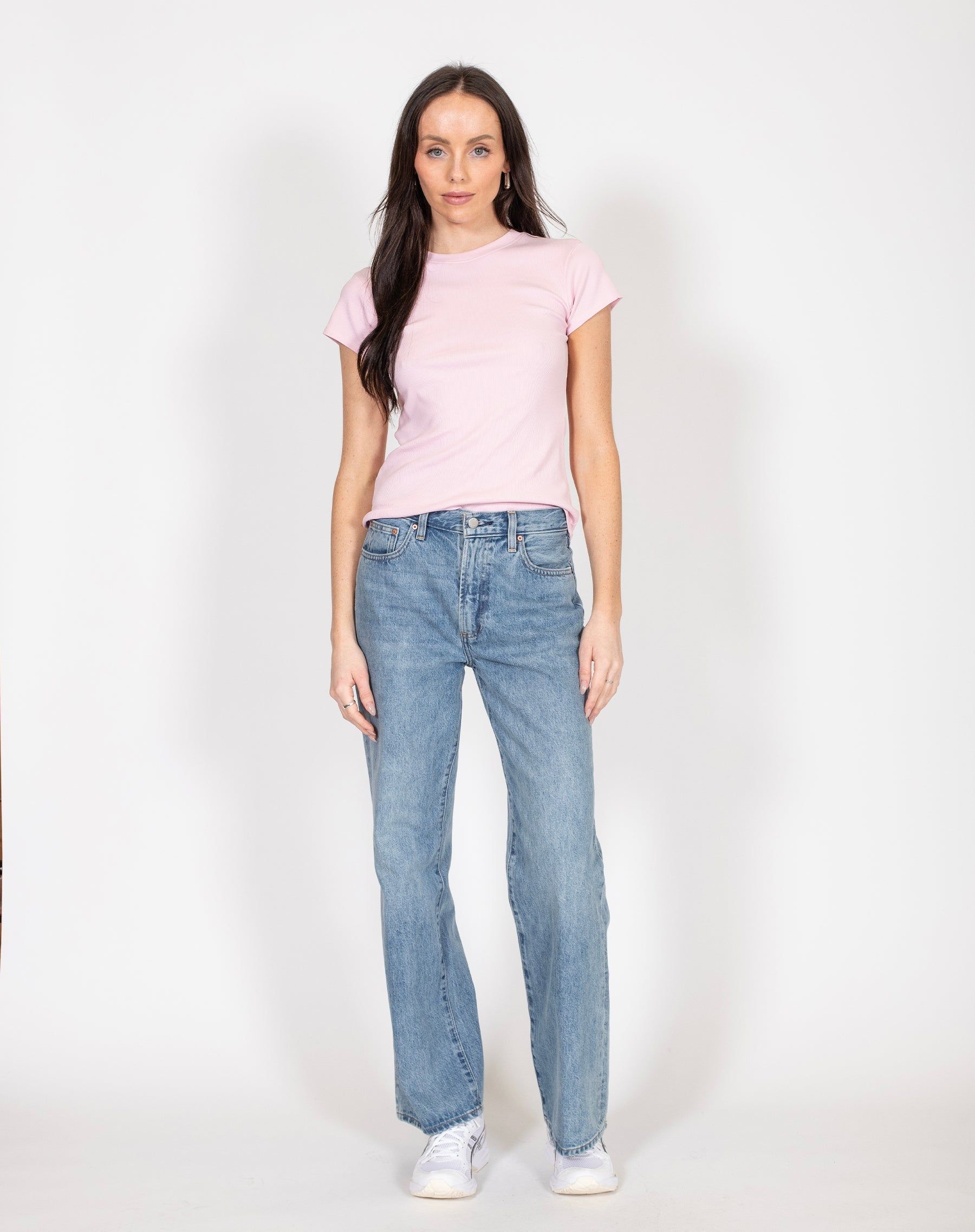 Ribbed Fitted Tee in Bubble Gum | Holt Renfrew Pop Up sold by Brunette The Label product image thumbnail 4