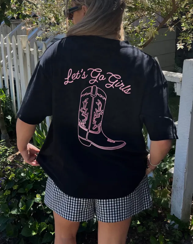 "Let's Go Girls" Boxy Tee | Black sold by Brunette The Label