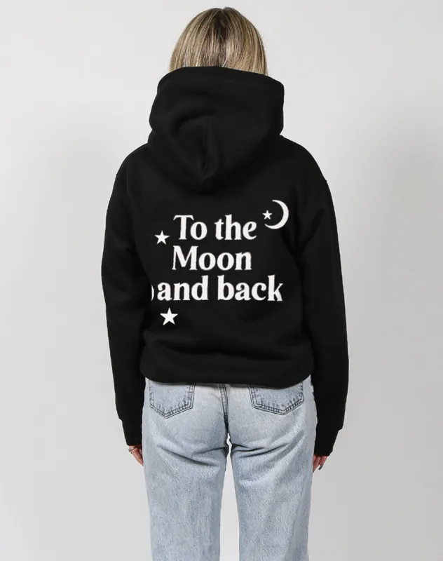 'To the Moon and Back’ Classic Hoodie | Black sold by Brunette The Label