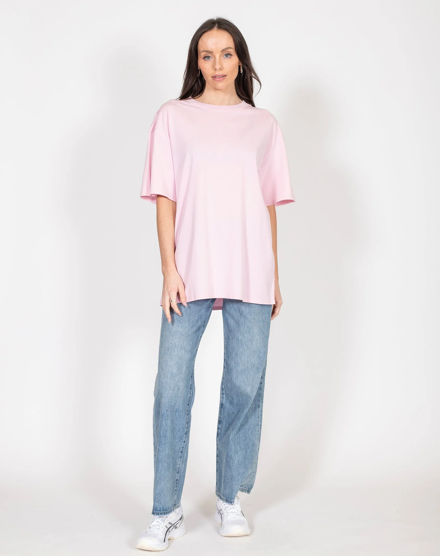 The Oversized Boxy Crew Neck Tee | Bubble Gum sold by Brunette The Label product image thumbnail 4
