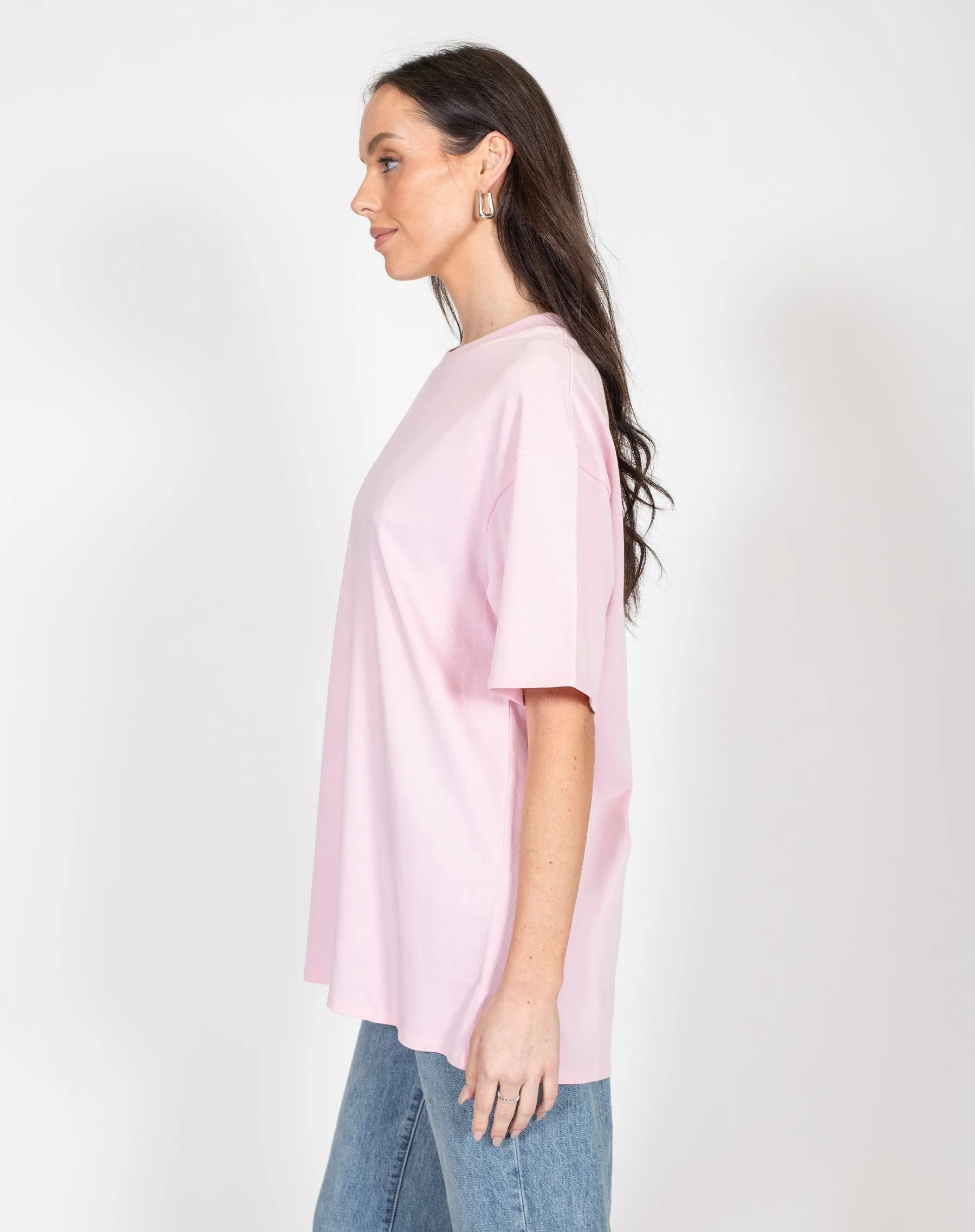 The Oversized Boxy Crew Neck Tee | Bubble Gum sold by Brunette The Label product image thumbnail 2