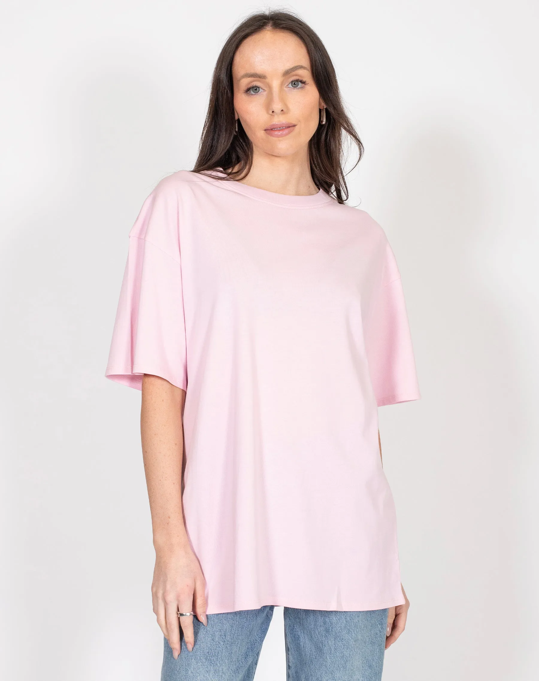 The Oversized Boxy Crew Neck Tee | Bubble Gum sold by Brunette The Label