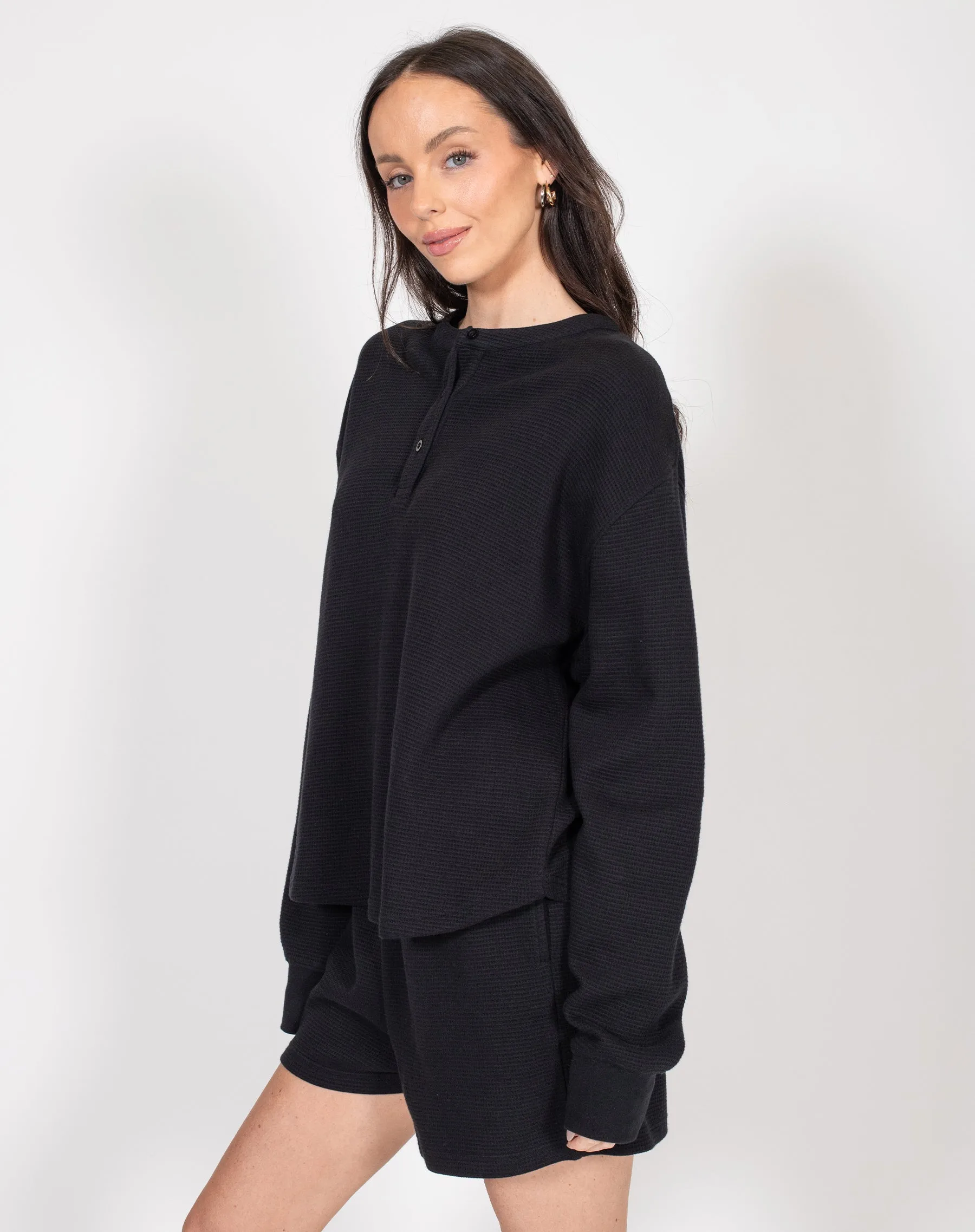Waffle Henley sold by Brunette The Label product image thumbnail 2