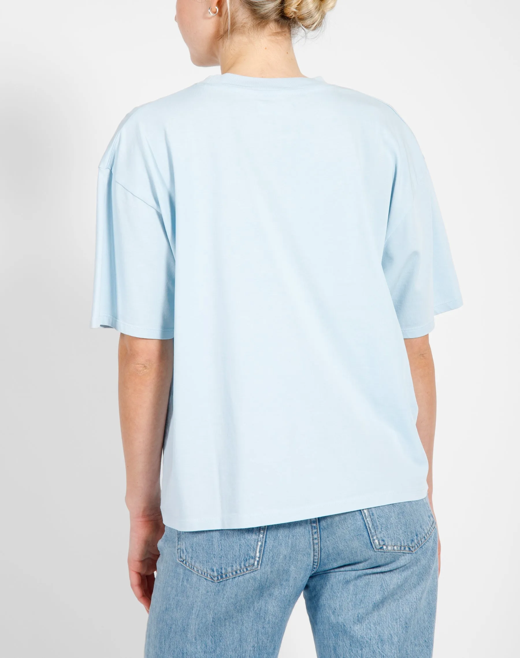 The Boxy Crew Neck Tee | Denim sold by Brunette The Label product image thumbnail 3
