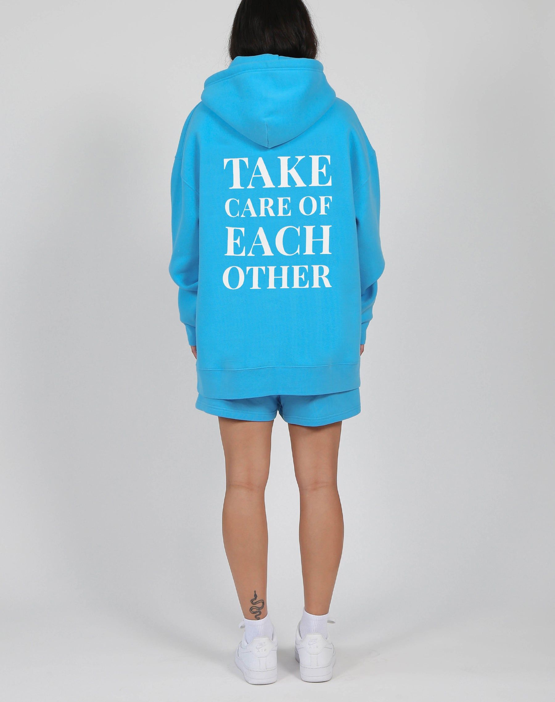 The "TAKE CARE OF EACH OTHER" Big Sister Hoodie | Mediterranean Blue sold by Brunette The Label product image thumbnail 2