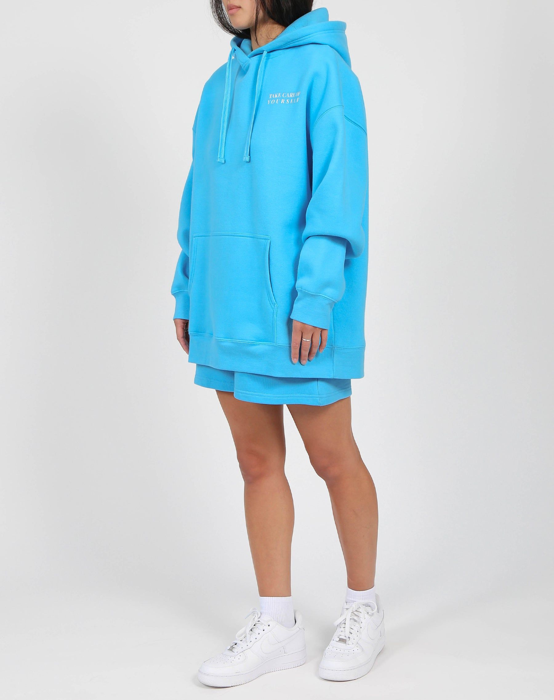 The "TAKE CARE OF EACH OTHER" Big Sister Hoodie | Mediterranean Blue sold by Brunette The Label product image thumbnail 5