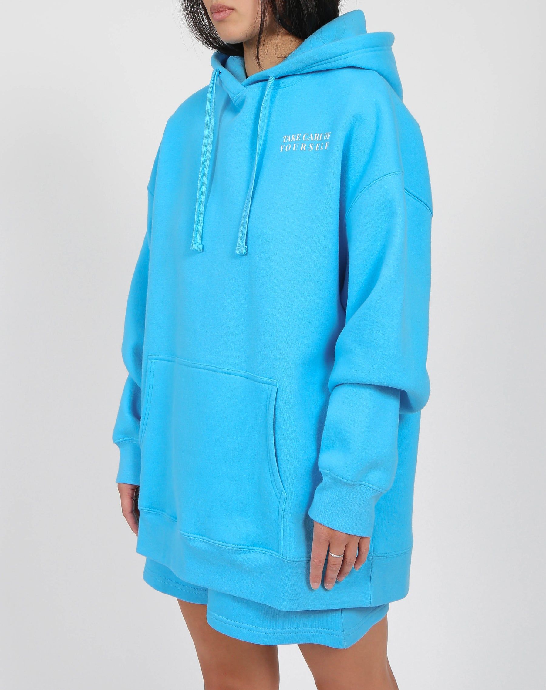 The "TAKE CARE OF EACH OTHER" Big Sister Hoodie | Mediterranean Blue sold by Brunette The Label product image thumbnail 4